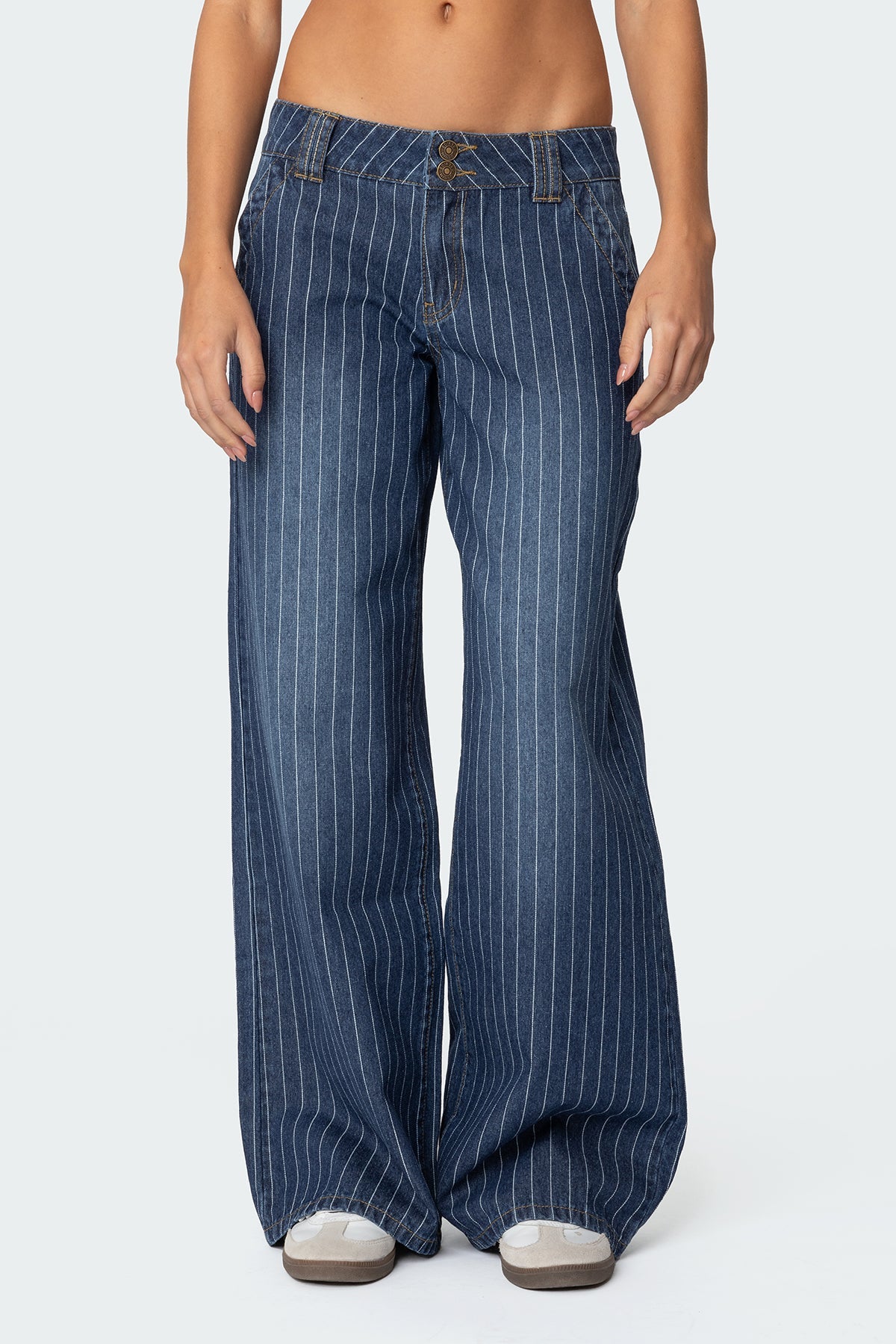Cory Striped Low Rise Baggy Jeans