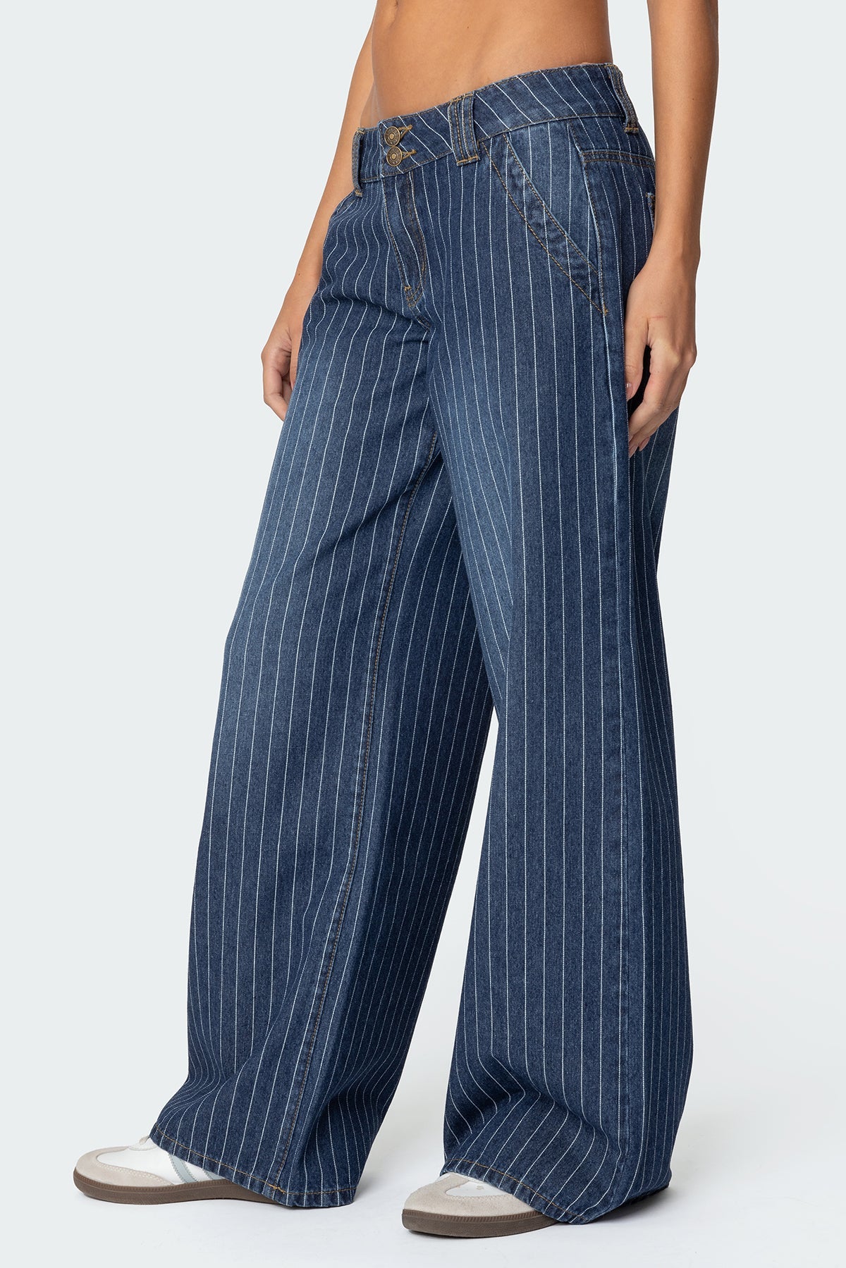 Cory Striped Low Rise Baggy Jeans