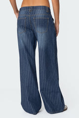 Cory Striped Low Rise Baggy Jeans