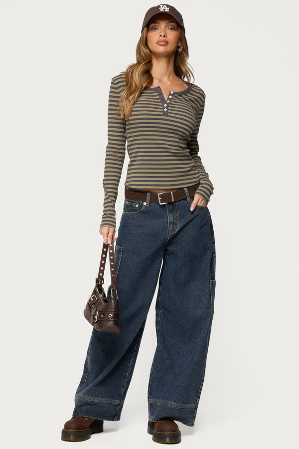 Roma Striped Henley Top