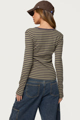 Roma Striped Henley Top