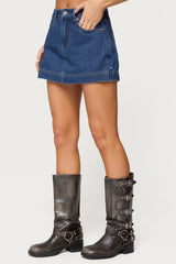 Felica High Rise Denim Mini Skort