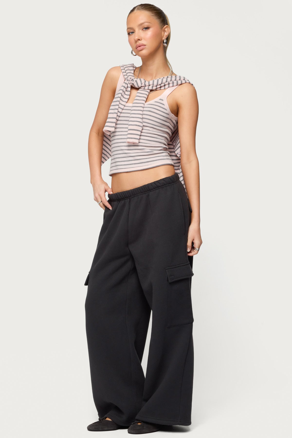 Petite Wide Leg Cargo Joggers