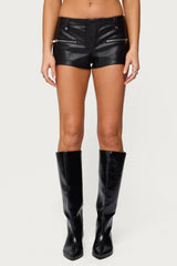Labella Faux Leather Micro Shorts