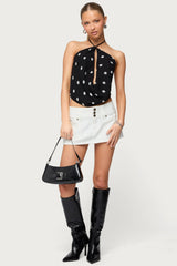 Chiffon Backless Cowl Neck Top