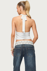 Hook & Eye Cowl Neck Halter Top