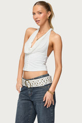 Hook & Eye Cowl Neck Halter Top