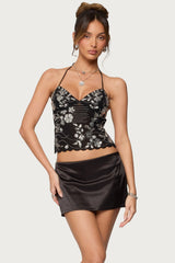 Nelley Backless Beaded Sequin Chiffon Top