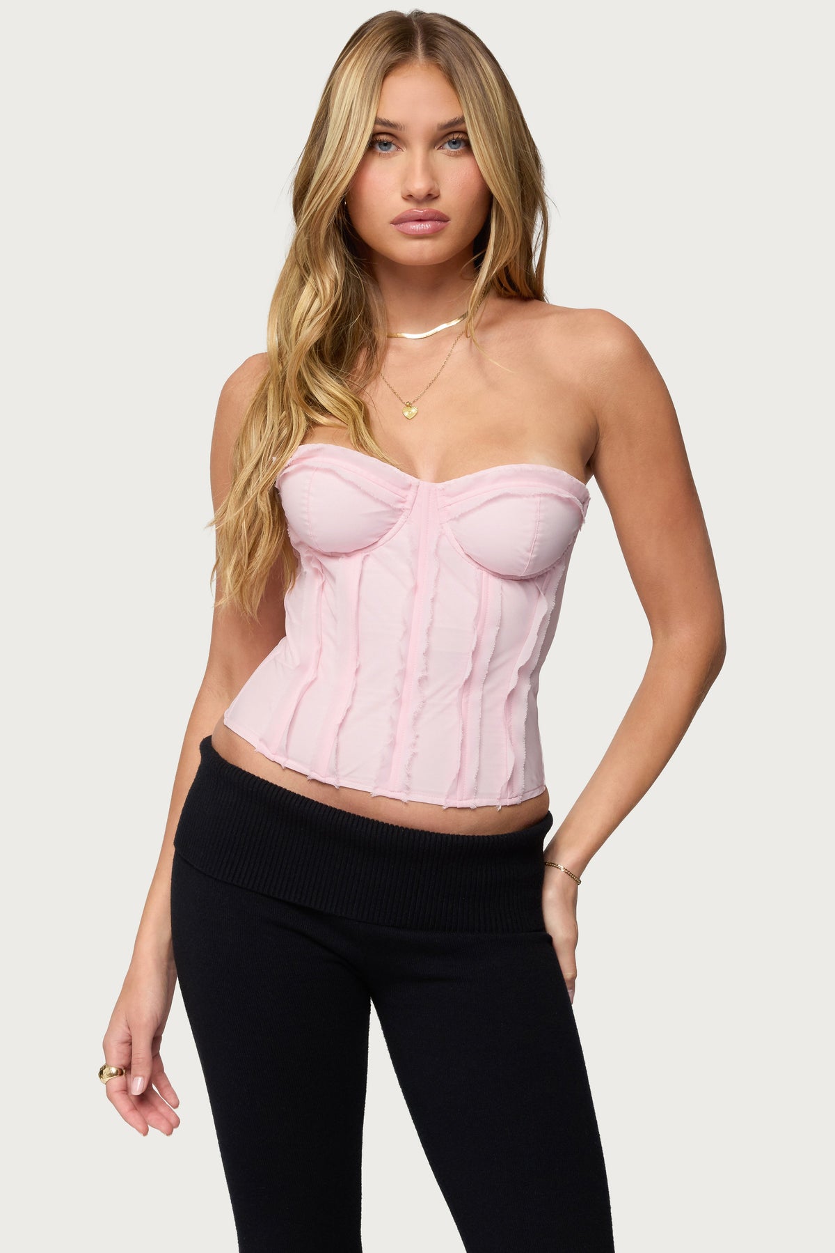 Naliah Raw Edge Strapless Corset