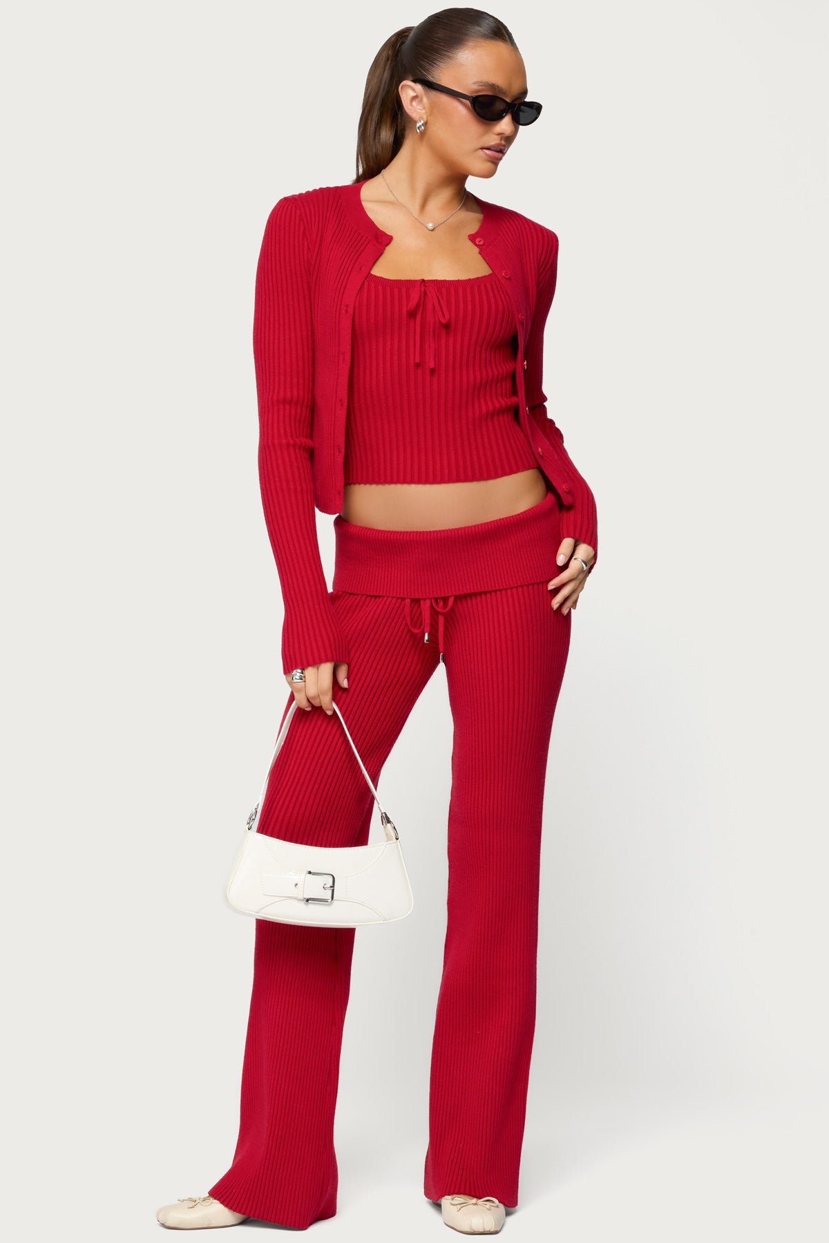 Adannah Foldover Ribbed Knit Trousers