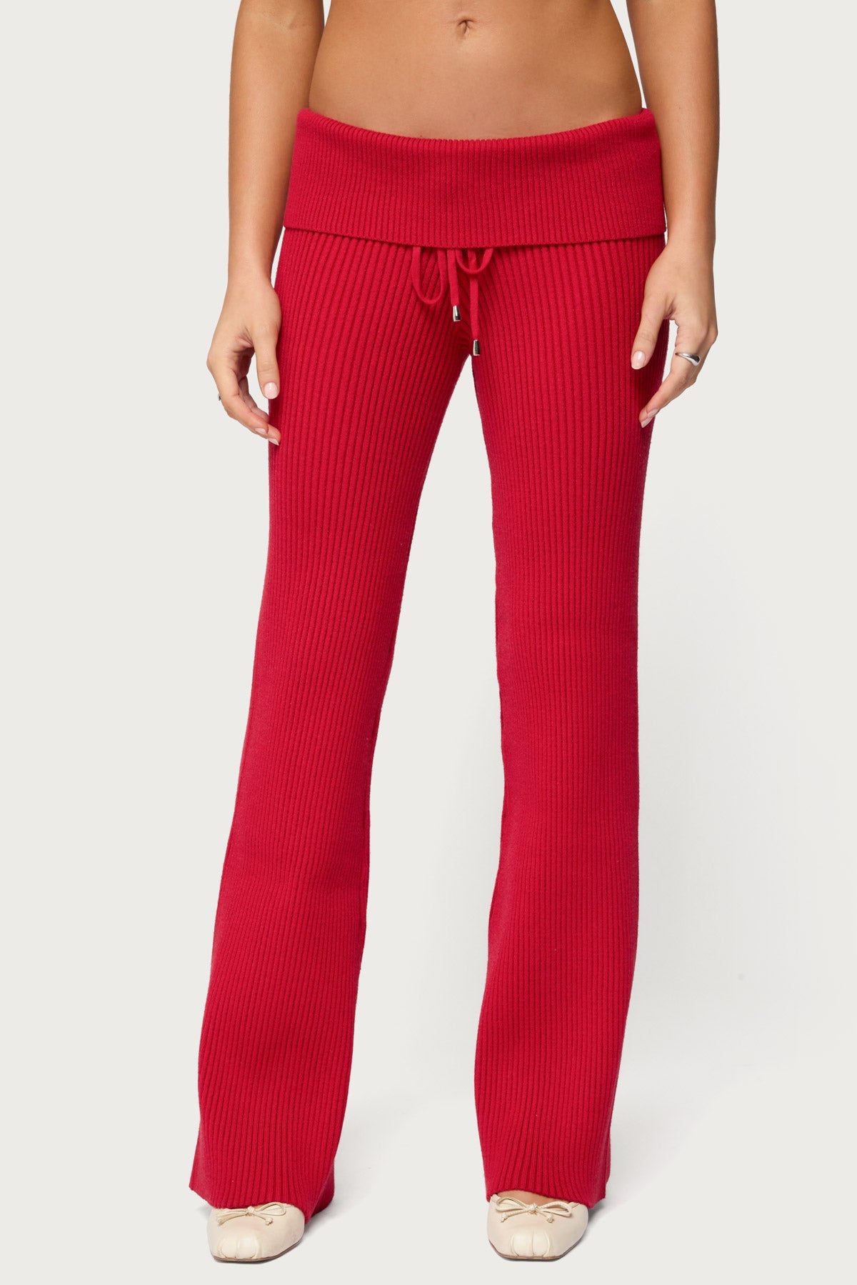 Adannah Foldover Ribbed Knit Trousers