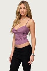 Layered Bra Cowl Neck Top