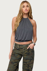 Kammy Draped Backless Halter Top