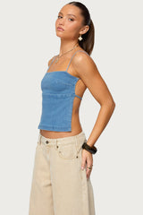 Conley Backless Denim Top
