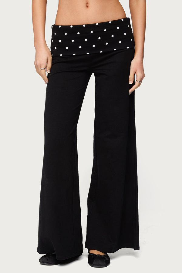 Petite Reeva Polka Dot Foldover Trousers