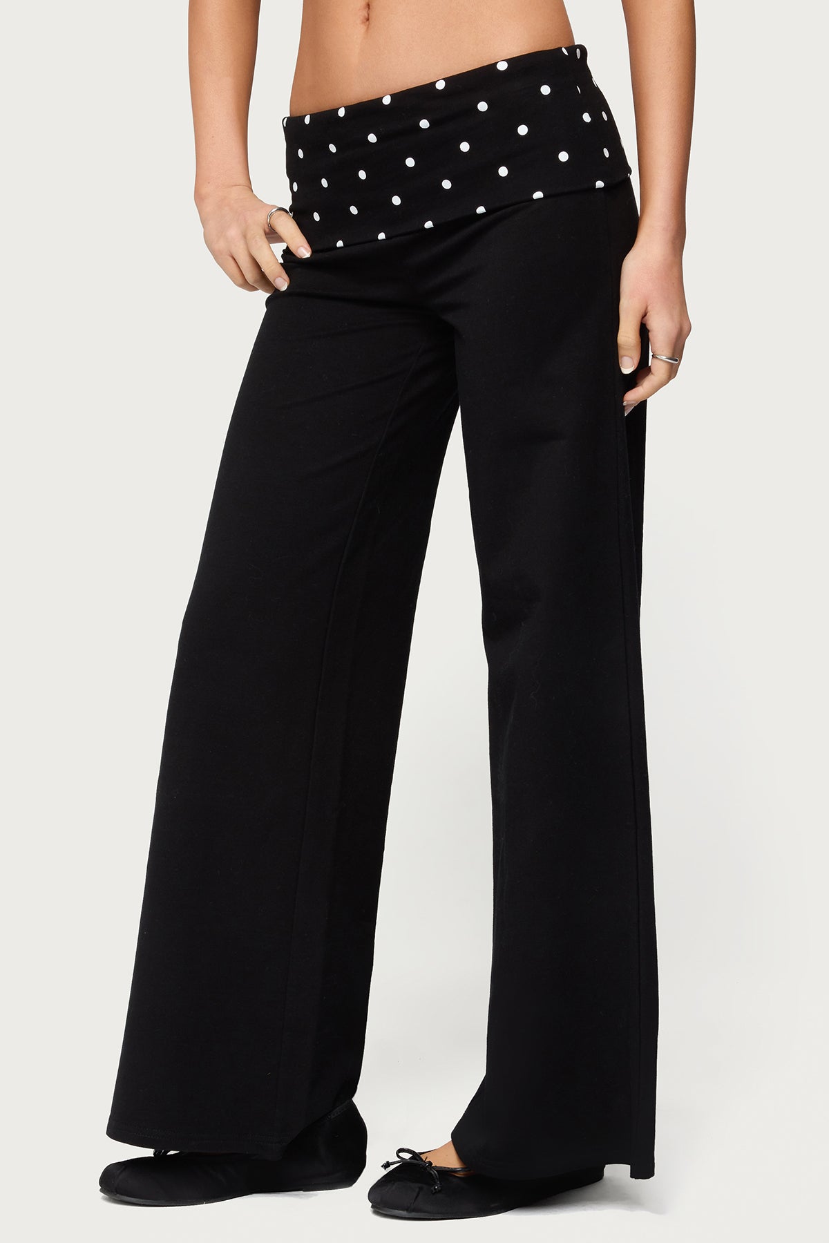 Petite Reeva Polka Dot Foldover Trousers