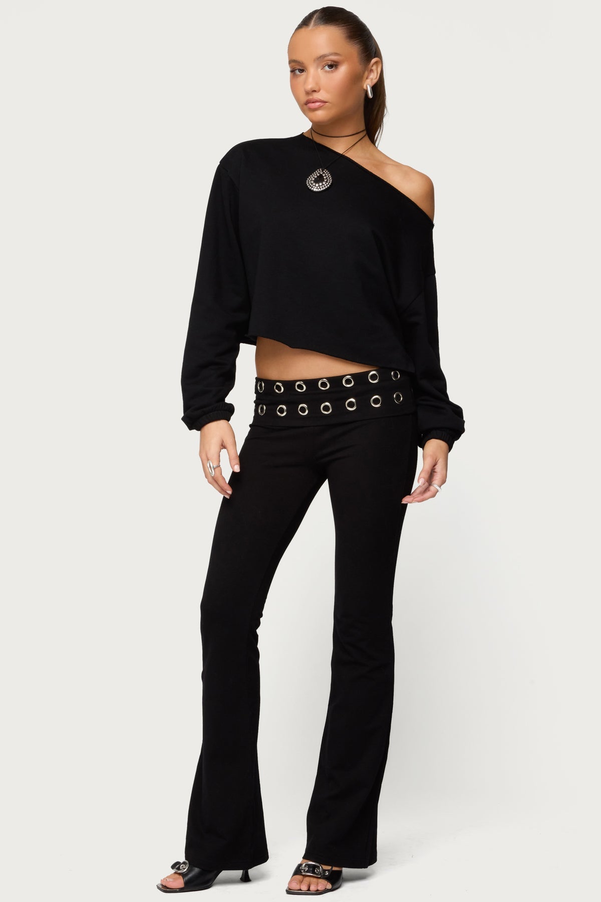 Nairobi Grommet Foldover Flared Leggings