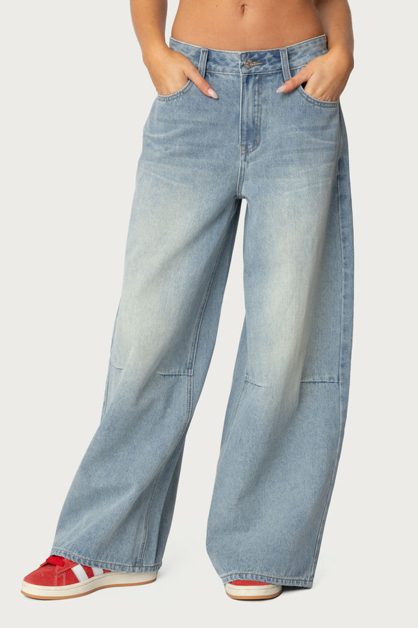 Skater Girl Washed Low Rise Baggy Jeans