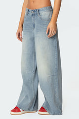 Skater Girl Washed Low Rise Baggy Jeans