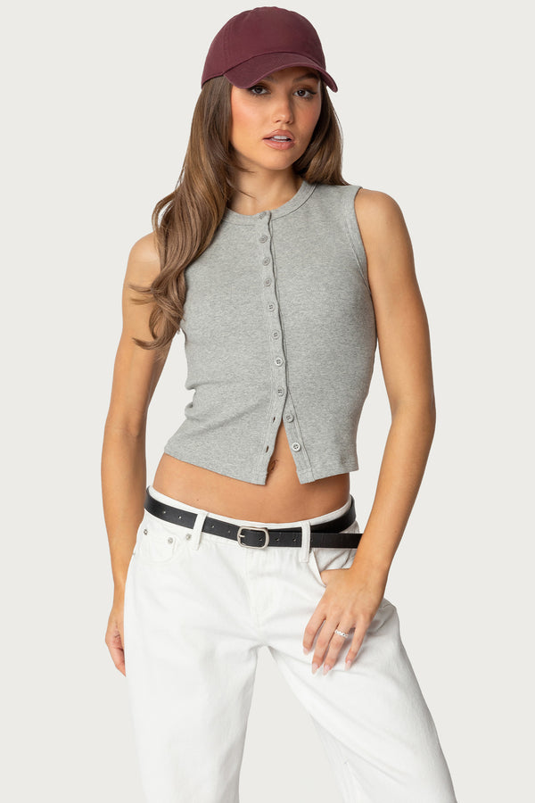 Basel Button Up Tank Top view 1