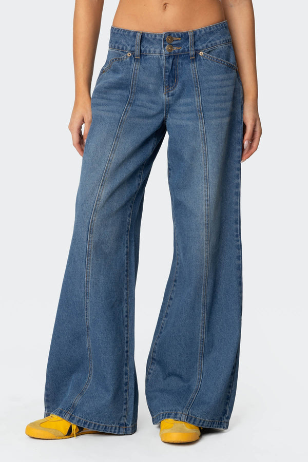 Charlie Panel Stitch Low Rise Bootcut Jeans