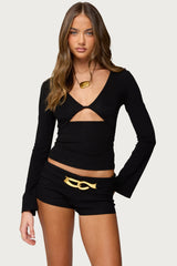 Kailee Cutout Long Sleeve Ribbed Top