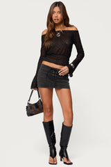 Alef Sheer Lace Off Shoulder Top