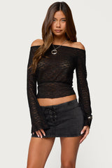 Alef Sheer Lace Off Shoulder Top