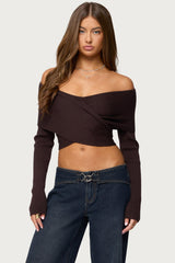 Paulina Off Shoulder Wrap Sweater