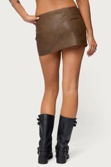Studded Belt Faux Leather Mini Skort