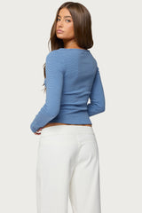 Loria Striped Boat Neck Top