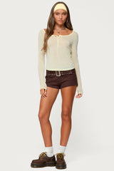Ria Sheer Long Sleeve Henley Top
