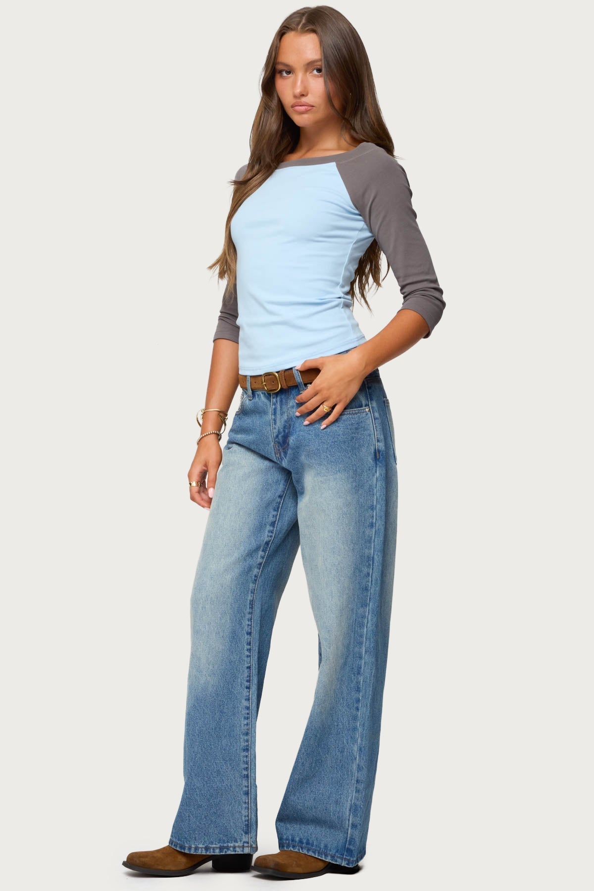 Keri Boat Neck Contrast Raglan Top