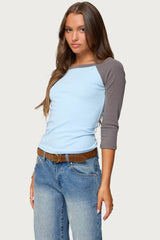 Keri Boat Neck Contrast Raglan Top