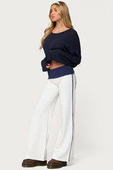 8 Contrast Fold Over Wide Leg Trousers