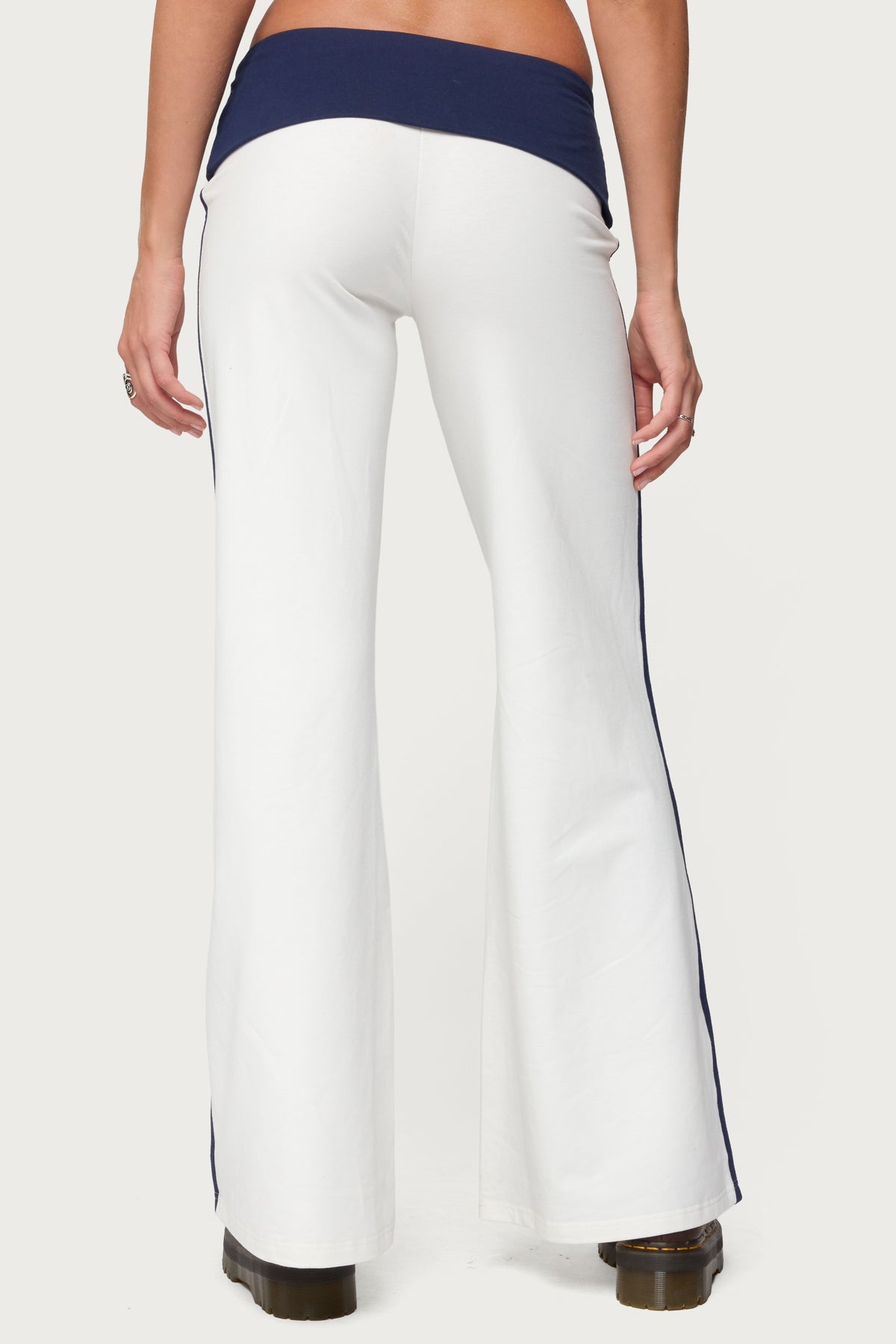 8 Contrast Fold Over Wide Leg Trousers