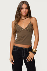 Nora Buttons V Neck Tank Top