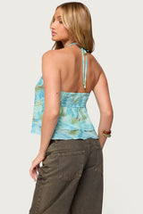 Dragon Lily Layered Chiffon Halter Top