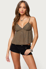 Raia Beaded Babydoll Top