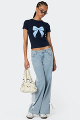 Ribbon Washed Low Rise Baggy Jeans