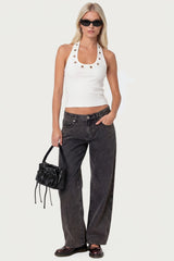 Petite Raelynn Washed Low Rise Baggy Jeans