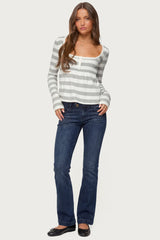 Lockie Striped Knit Babydoll Top