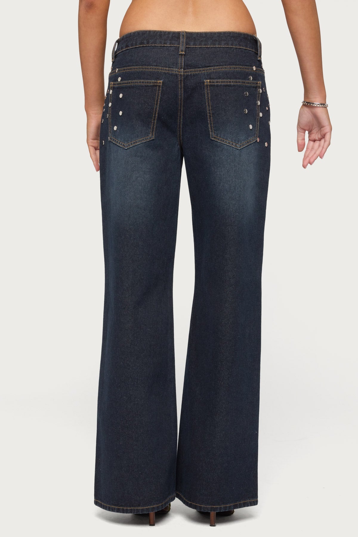 Spiral Studded Low Rise Baggy Jeans