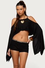 Ivanna Cutout Cape Cropped Top