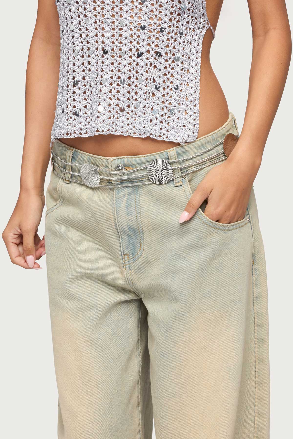 Textured Disc Triple Chain Belt