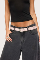 Mixed Studded Faux Leather Belt