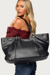 Faux Leather Grommet Bag