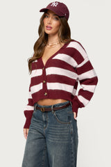 Kaz Striped Knit V Neck Cardigan
