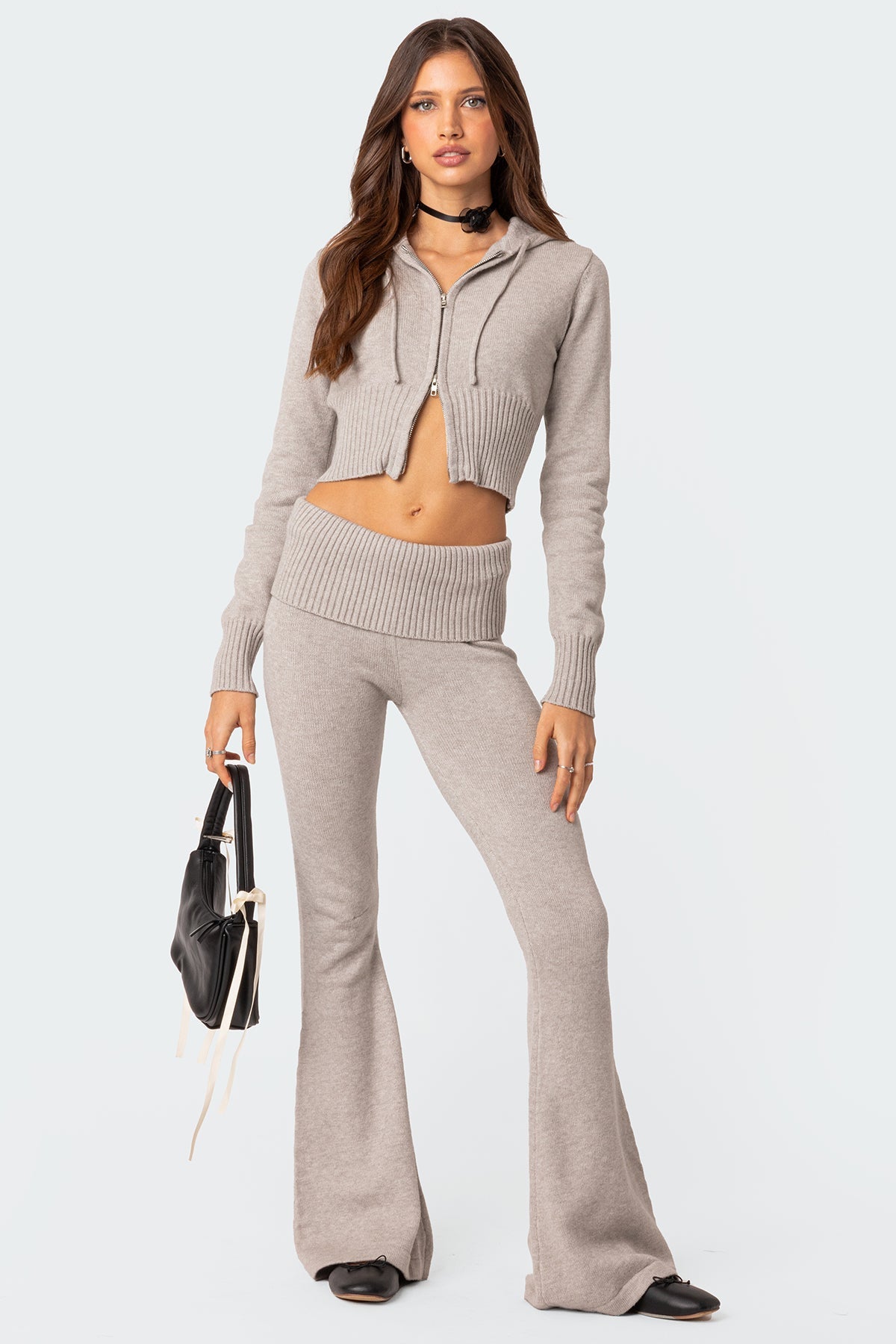 Desiree Knitted Low Rise Fold Over Trousers