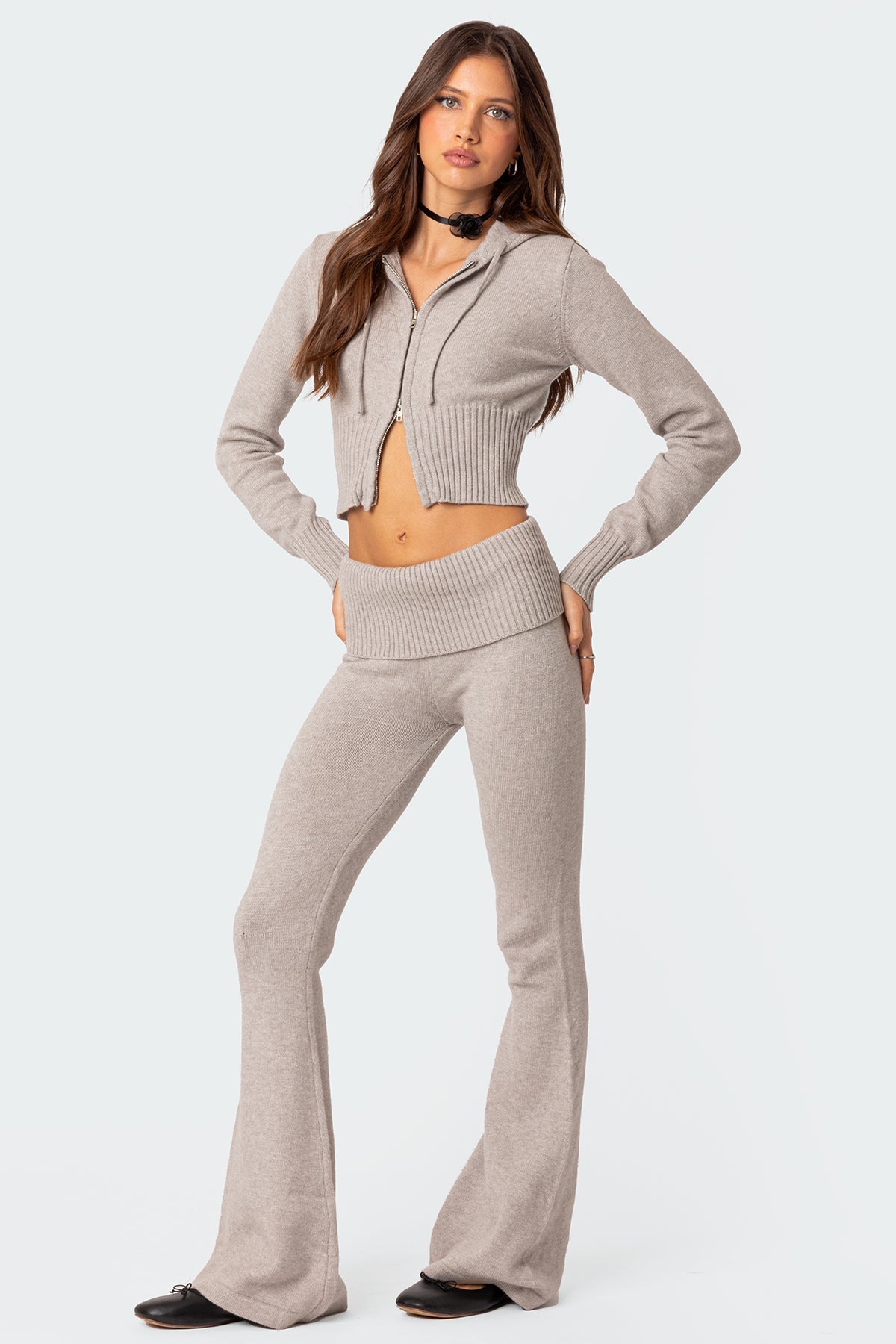 Desiree Knitted Low Rise Fold Over Trousers